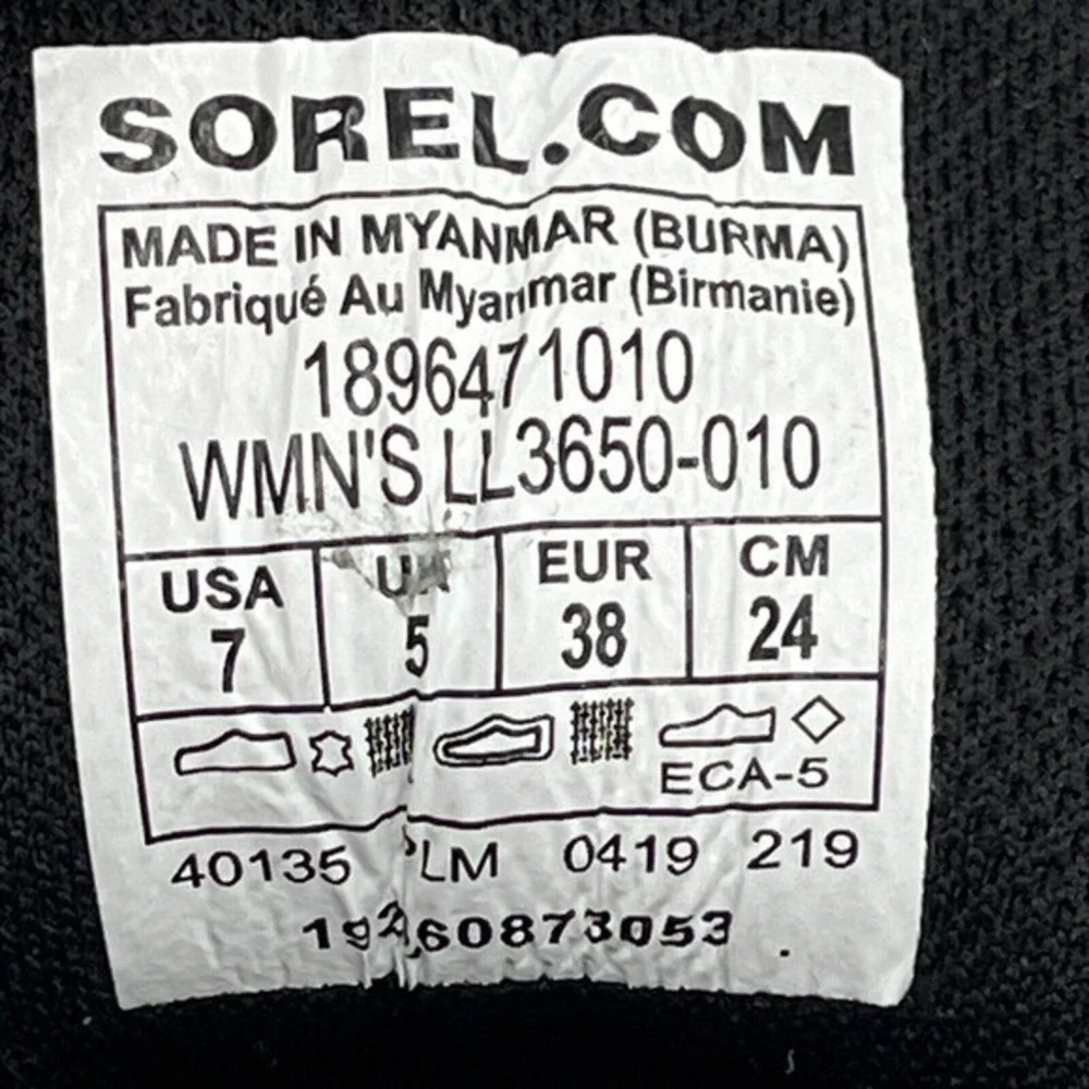 Sorel Out N About Plus Women's 7 Gray Black‎ Waterproof Duck Rain LL3650-010